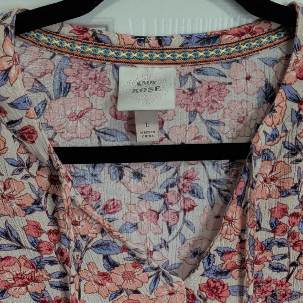 Knox Rose Multicolor Floral Dress with Ruffle Sleeves - Picture 2 of 6